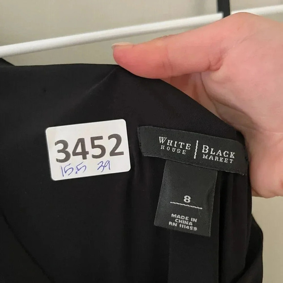 White House Black Market Womens Black Dress 8 One Shoulder Ruffled LBD Cocktail - Picture 2 of 8